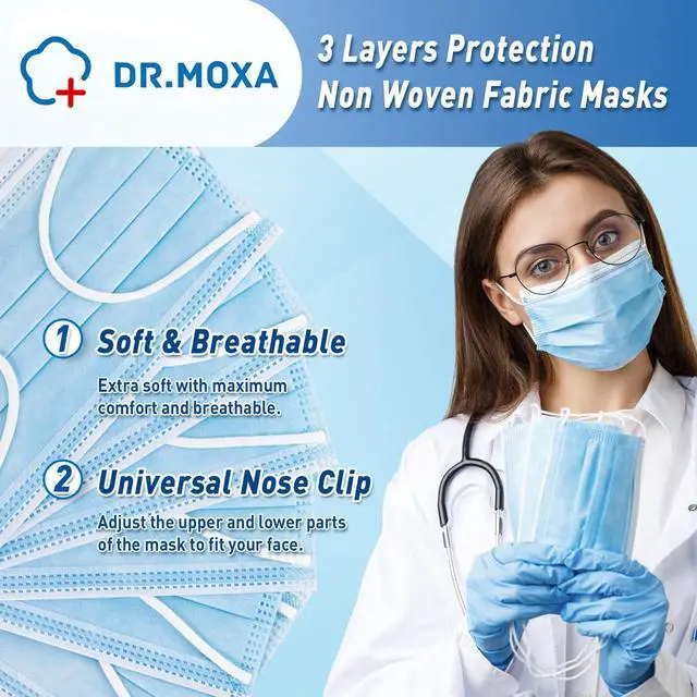 Alt view image 4 of 7 - 50 Pack Disposable Face Masks ASTM Level 2, Medical Grade | Comfortable, Soft, Breathable
