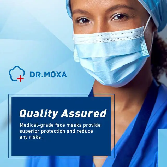 Alt view image 6 of 7 - 50 Pack Disposable Face Masks ASTM Level 2, Medical Grade | Comfortable, Soft, Breathable