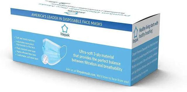 Alt view image 2 of 4 - 50pcs Disposable Face Mask Thickness Comfort Earloops (Sky Blue, 50 Masks (1 Box))
