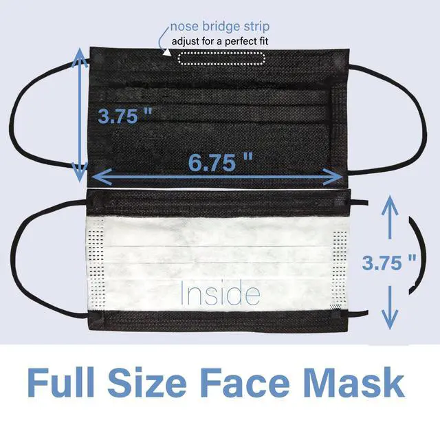 Alt view image 4 of 7 - 50 Pcs Black Disposable 4 Layers Face Masks, Non-medical, Extra Layer Protection Face Masks for Adult, Teenager, Seniors