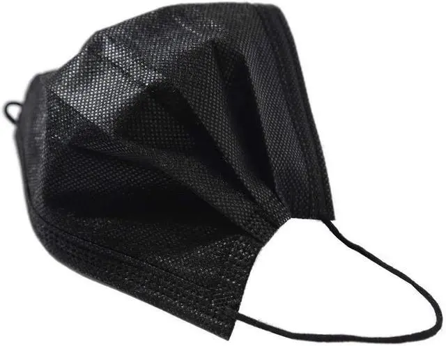 Alt view image 5 of 6 - Disposable Face Masks, 50 Pack, Black, 3-Ply, Single Daily Use, Face Mask for Women & Men