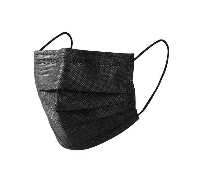 Alt view image 4 of 6 - Disposable Face Masks, 50 Pack, Black, 3-Ply, Single Daily Use, Face Mask for Women & Men