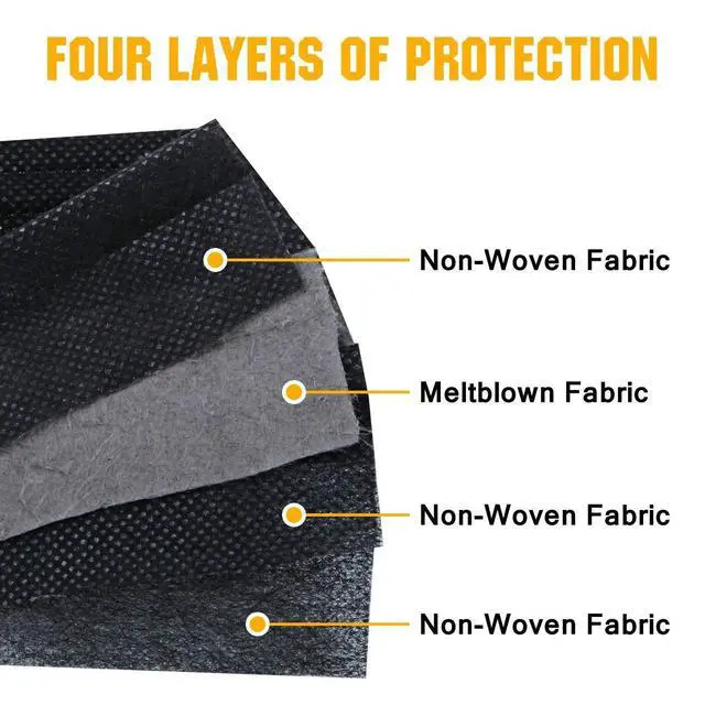 Alt view image 2 of 7 - Kids Disposable Face Masks 4-Layer Breathable Masks 50 Pcs Black for Child