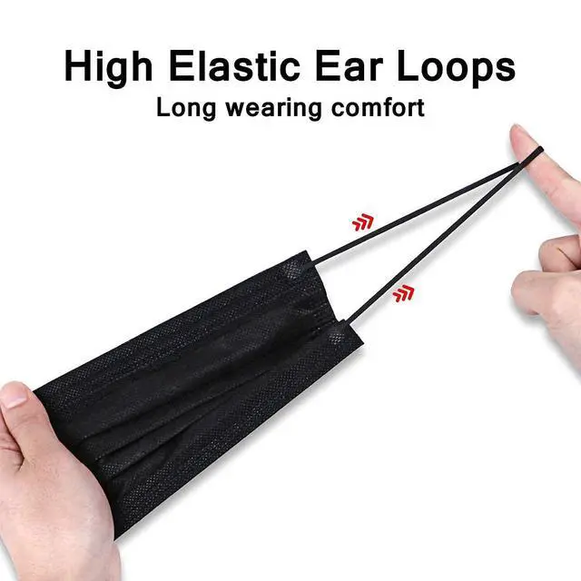 Alt view image 4 of 7 - Kids Disposable Face Masks 4-Layer Breathable Masks 50 Pcs Black for Child