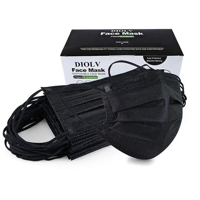 Alt view image 5 of 7 - Kids Disposable Face Masks 4-Layer Breathable Masks 50 Pcs Black for Child