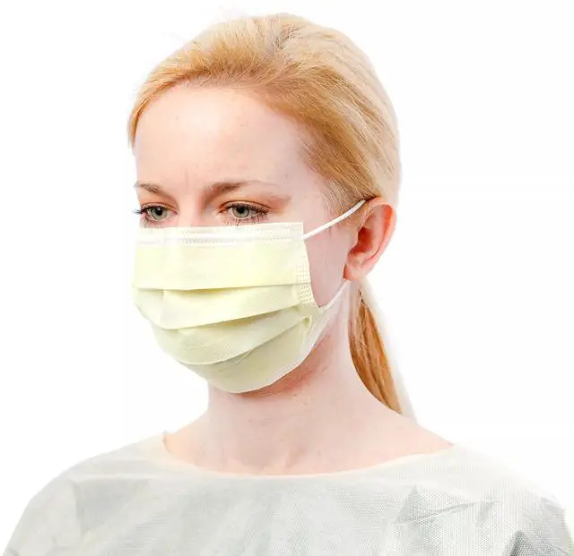 Alt view image 6 of 6 - ASTM F2100 Level 1 Procedure Mask | Medical Face Mask | Spunbond Polypropylene Inner Layer | Softex Binding | Pleated Design | Nose Wire | Ear Loops | Box of 50