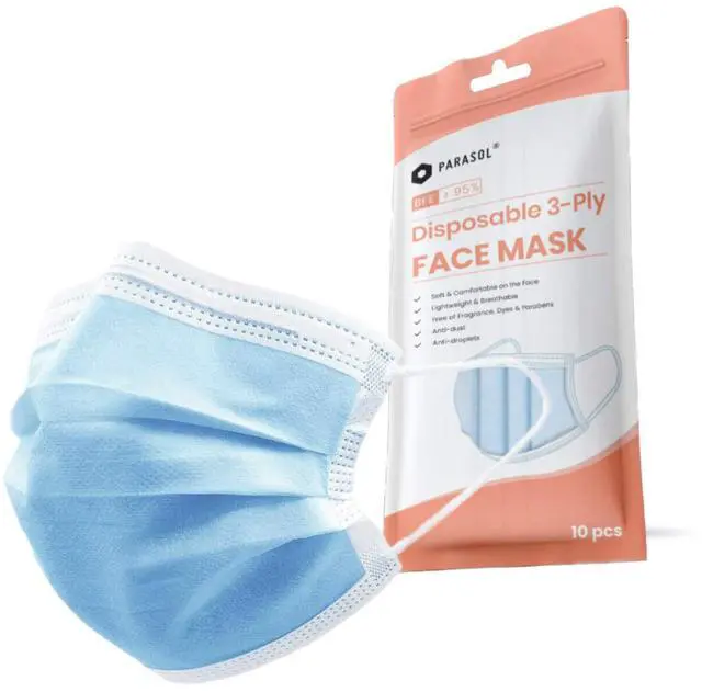 Alt view image 6 of 6 - Disposable Medical Face Mask, Adult 3 Ply, 10 Count/Pack