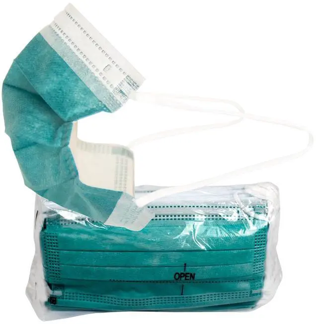 Main image of MASKT-01HG-A iMask ASTM Level 2 3 Ply Disposable Face Masks, reen, Pack of 50