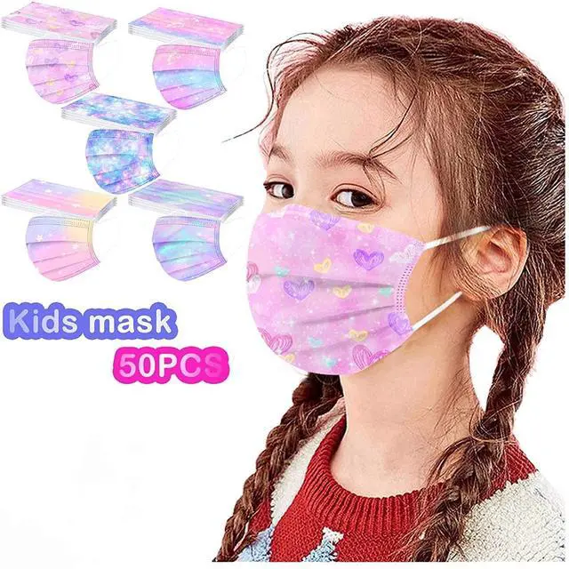 Alt view image 5 of 6 - 50 Pack Kids Disposable Face Masks, Breathable Masks for School | Soft Elastic Ear Loops, Lightweight Masks for Kids, Comfortable Daily Face Coverings for School, Travel and Outdoor Use