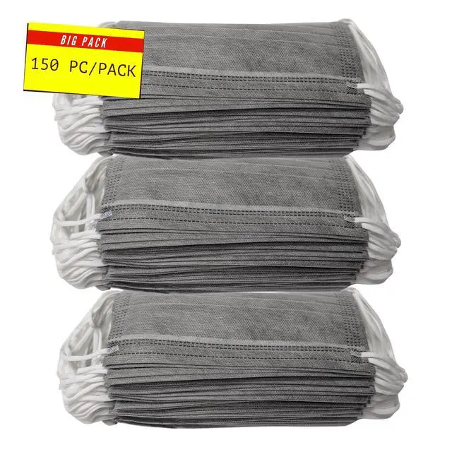 Alt view image 5 of 5 - 150PCS Gray Disposable Face Masks, Non-medical, 3 Layer Protection Face Masks for Adult, Teenager, Seniors Bag 150pcs (Gray)