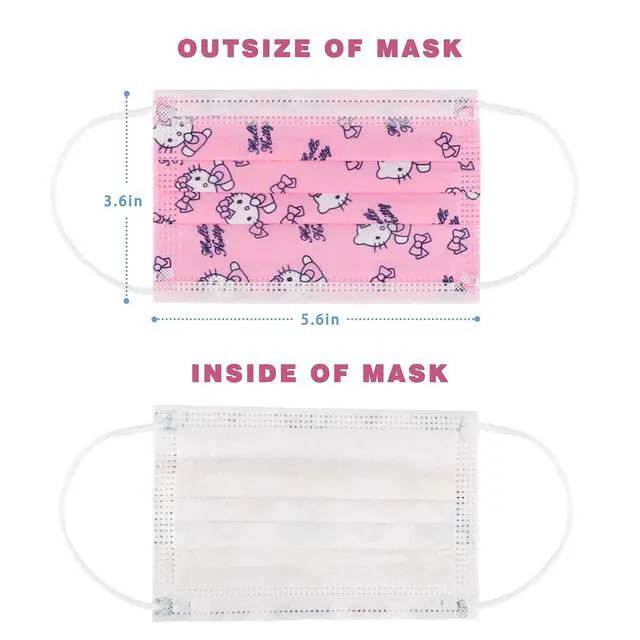 Alt view image 2 of 5 - Kids Face Mask 3 Ply Layer Safty Breathable Fabric for Girls and Boys (50 Pack)