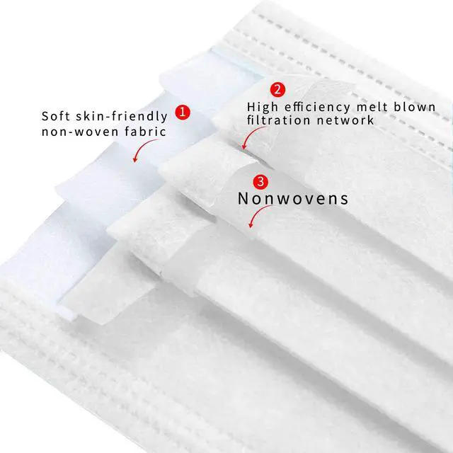 Alt view image 2 of 7 - Face Mask, Disposable Masks for Adult 3-Ply Mouth Cover Dust Safety Protection (Pack of 50)