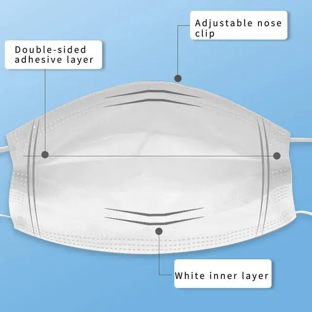 Alt view image 4 of 7 - Face Mask, Disposable Masks for Adult 3-Ply Mouth Cover Dust Safety Protection (Pack of 50)