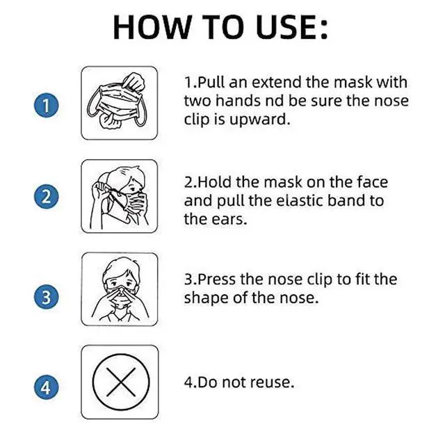 Alt view image 7 of 7 - Face Mask, Disposable Masks for Adult 3-Ply Mouth Cover Dust Safety Protection (Pack of 50)