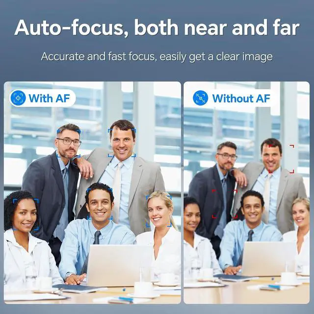 Alt view image 2 of 6 - 4K Webcam for PC with Dual Microphones, Autofocus USB Camera with Privacy Cover and Auto Light Correction, Plug and Play for Laptop, Mac, Zoom, Teams, Video Calls and Streaming