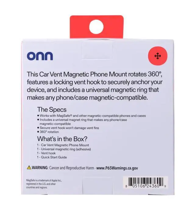 Alt view image 6 of 6 - onn Car Vent Magnetic Universal Phone Mount