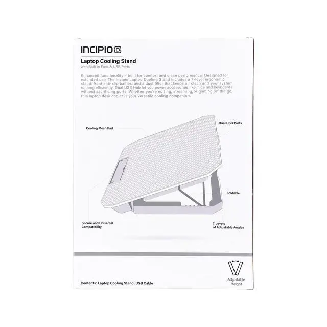 Alt view image 4 of 6 - Incipio Laptop Cooling Pad with Dual Fans, USB Ports and Adjustable Ergonomic Stand for Better Airflow