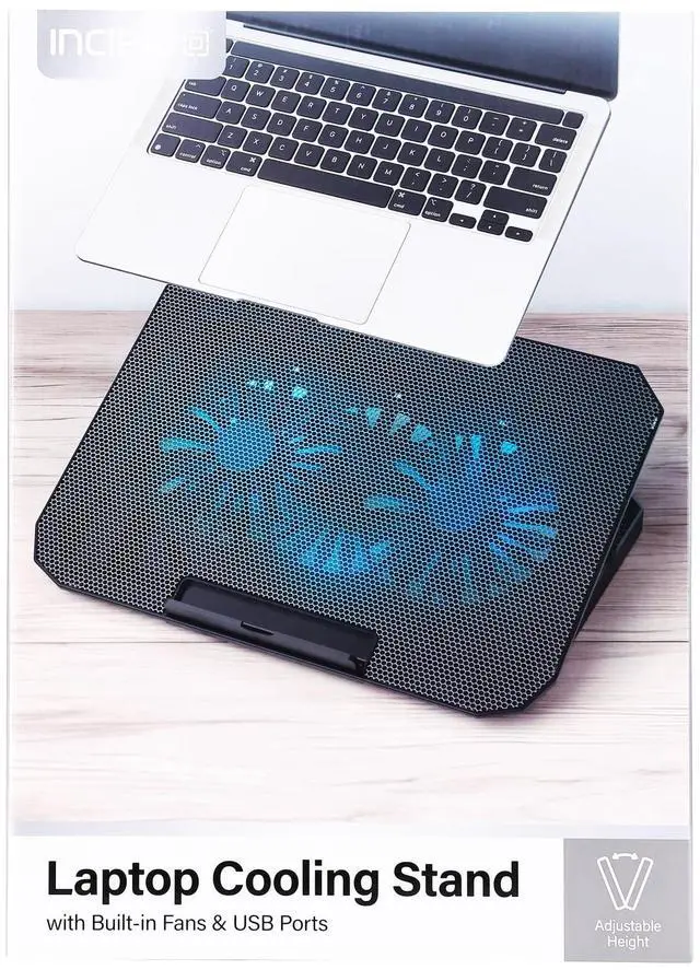 Main image of Incipio Laptop Cooling Pad with Dual Fans, USB Ports and Adjustable Ergonomic Stand for Better Airflow