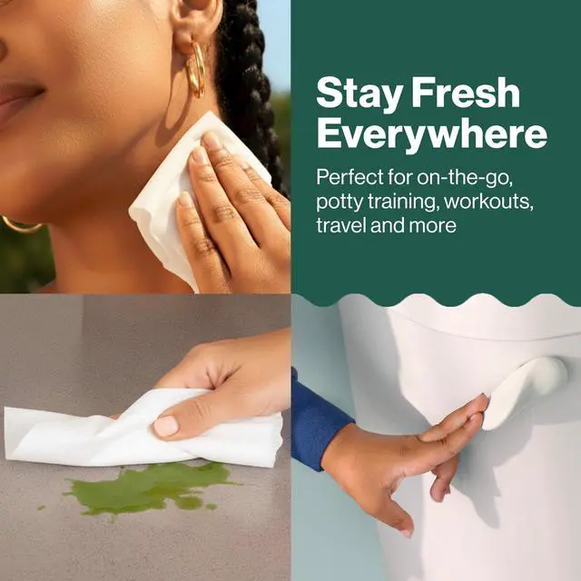 Alt view image 5 of 6 - Flushable Wipes for Adults, Fragrance Free and Hypoallergenic Wet Wipes, Tropical Leaves, 42 Count