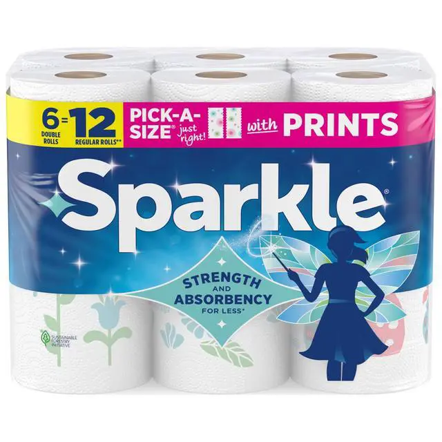 Alt view image 6 of 6 - PickASize MultiColor Paper Towels, 6 Double Rolls, 110 Sheets per Roll, Disposable Household Cleaning Paper for Kitchen & Home