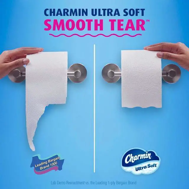 Alt view image 5 of 7 - Charmin Ultra Soft Bathroom Toilet Paper, 6 Mega Rolls, 224 Sheets per Roll, Gentle Absorbent Disposable Tissue for Home Daily Bathroom Use