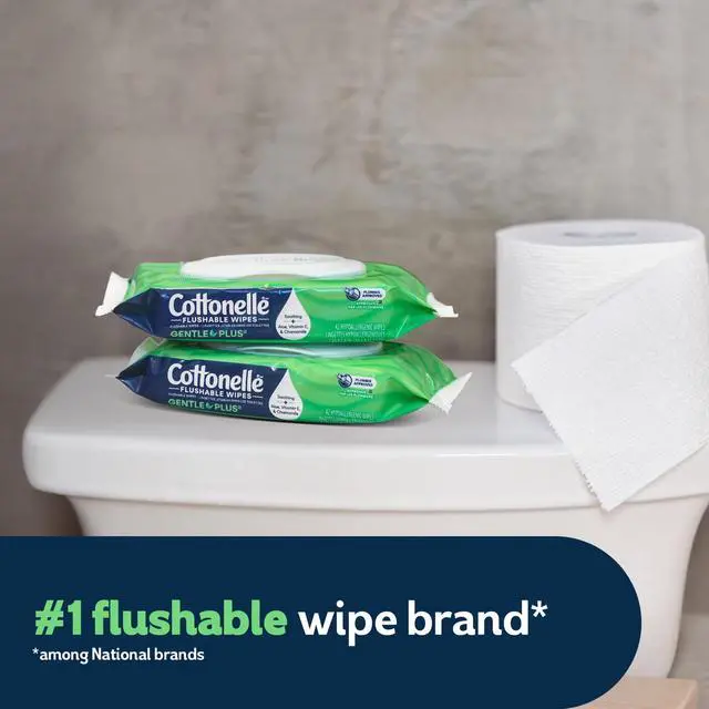 Alt view image 4 of 6 - Cottonelle Gentle Plus Flushable Wet Wipes, 4 FlipTop Packs, Gentle Disposable Bathroom Cleansing Wipes for Daily Personal Care