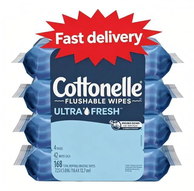 Main image of Ultra Fresh Flushable Wet Wipes, 4 FlipTop Packs, Refreshing Disposable Bathroom Wipes for Daily Personal Cleansing