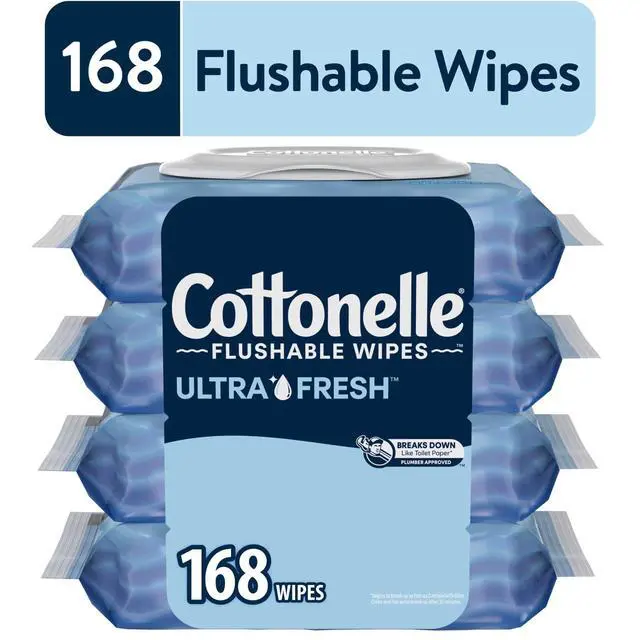 Alt view image 6 of 6 - Ultra Fresh Flushable Wet Wipes, 4 FlipTop Packs, Refreshing Disposable Bathroom Wipes for Daily Personal Cleansing