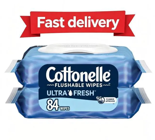 Main image of Ultra Fresh Flushable Wet Wipes, 2 FlipTop Packs, Refreshing Disposable Bathroom Wipes for Daily Personal Cleansing
