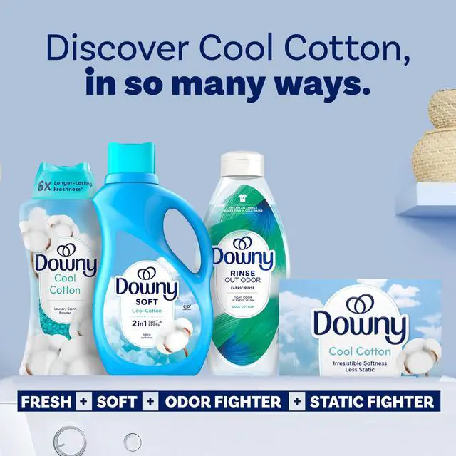Alt view image 6 of 7 - Downy Cool Cotton Scent Liquid Fabric Softener Conditioner, 44 fl oz, 60 Loads, LongLasting Fragrance Laundry Liquid for Washing Machine Home Use