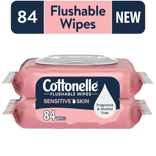 Alt view image 2 of 6 - FragranceFree Flushable Wet Wipes, 2 FlipTop Packs, Hypoallergenic Unscented Disposable Bathroom Wipes for Sensitive Skin Daily Use