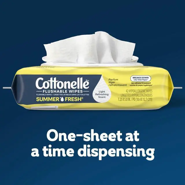 Alt view image 2 of 6 - Cottonelle Summer Fresh Scented Flushable Wipes, 2 Flip-Top Packs