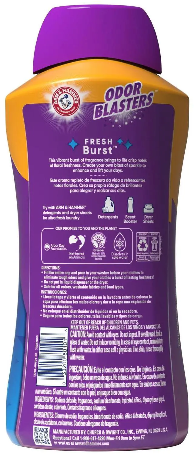 Alt view image 7 of 7 - ARM & HAMMER Odor Blasters Laundry Scent Booster, Scent Beads Alternative, Fresh Burst Scent, 45 Oz