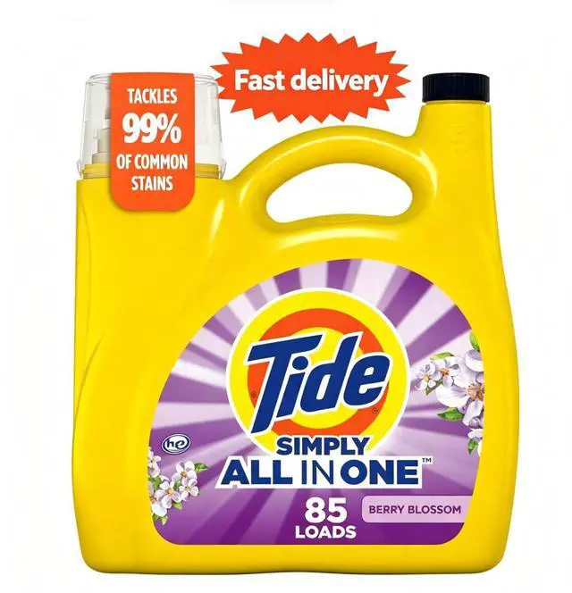 Main image of Tide Simply Liquid Laundry Detergent, Clean & Fresh, Berry Blossom Scent, 85 Loads, 107 fl oz