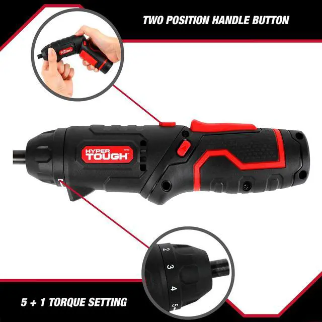 Alt view image 3 of 6 - Hyper Tough 4V Cordless Rotating Screwdriver with Charging Cable