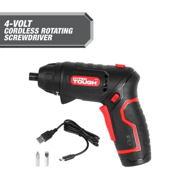 Alt view image 6 of 6 - Hyper Tough 4V Cordless Rotating Screwdriver with Charging Cable