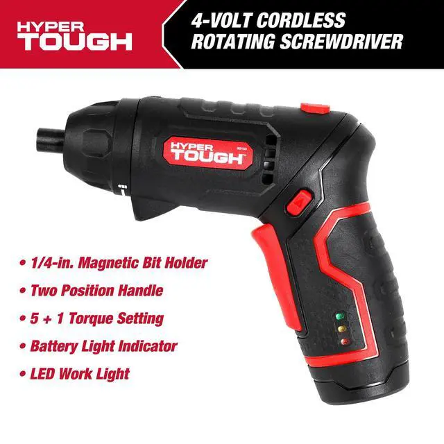 Alt view image 5 of 6 - Hyper Tough 4V Cordless Rotating Screwdriver with Charging Cable