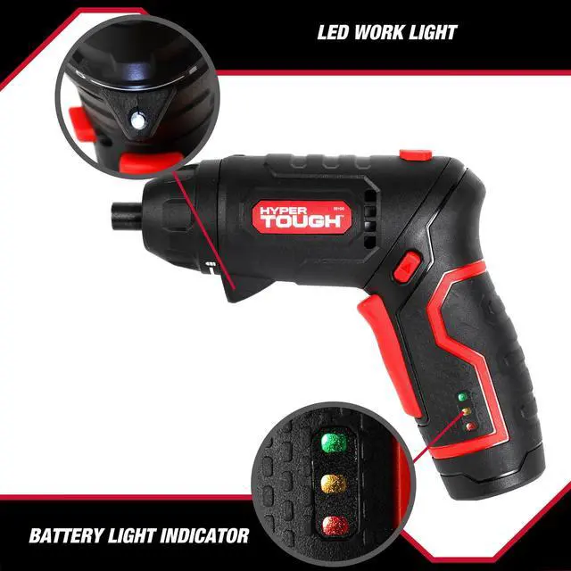 Alt view image 4 of 6 - Hyper Tough 4V Cordless Rotating Screwdriver with Charging Cable