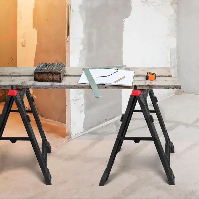 Alt view image 6 of 7 - Hyper Tough Hyper Stack 350 lb Capacity Foldable Polypropylene Sawhorse, 31"
