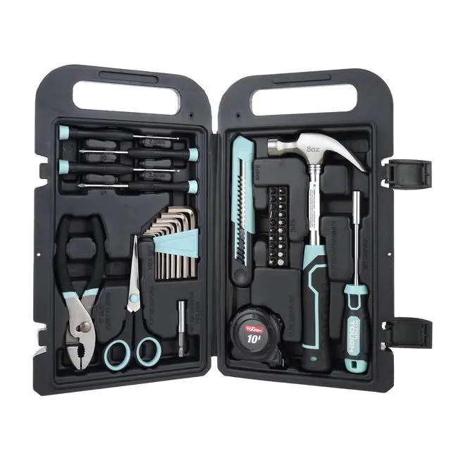Alt view image 5 of 7 - Hyper Tough 40-Piece Seafoam Household Tool Kit for Basic Repairs and DIY Projects