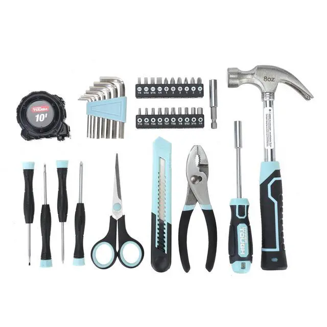 Alt view image 2 of 7 - Hyper Tough 40-Piece Seafoam Household Tool Kit for Basic Repairs and DIY Projects