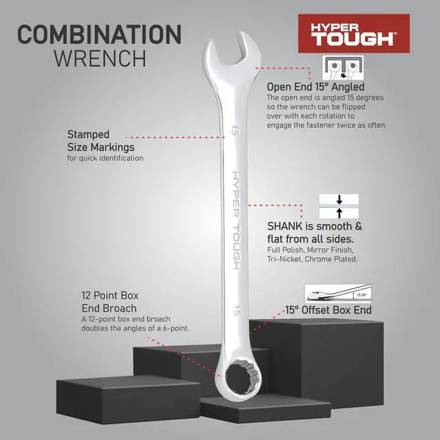 Alt view image 7 of 7 - Hyper Tough 6-Piece Metric Combination Wrench Tool Set, Hand Tools