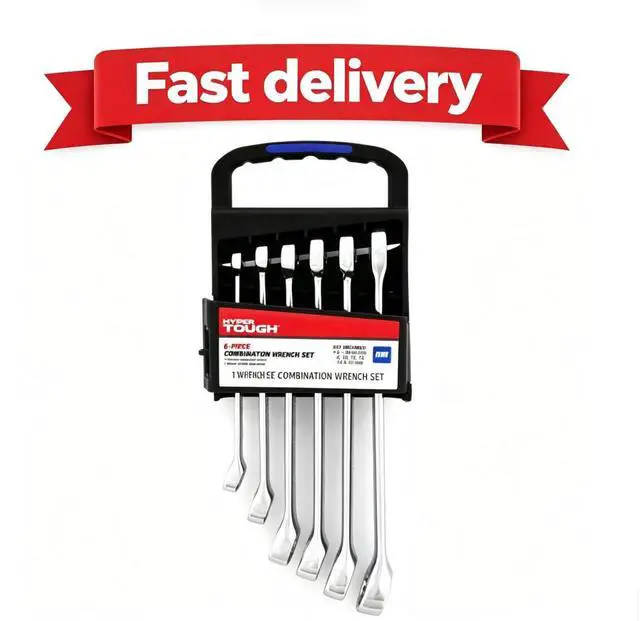 Main image of Hyper Tough 6-Piece Metric Combination Wrench Tool Set, Hand Tools