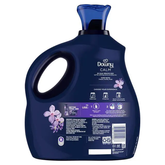 Alt view image 2 of 7 - Downy Ultra Soft Liquid Fabric Softener, Calm, Lavender & Vanilla Bean, 93 fl oz, 138 Loads