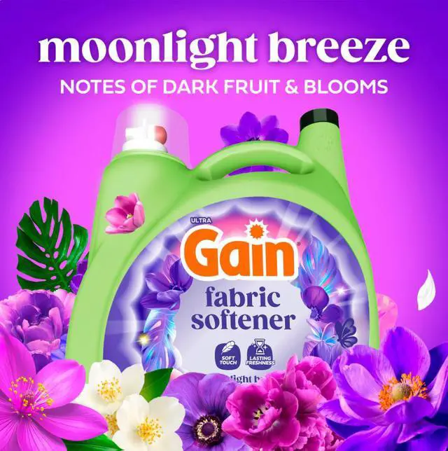Alt view image 5 of 5 - Gain Liquid Laundry Fabric Softener and Conditioner, Moonlight Breeze Scent, 140 fl oz, 190 Loads