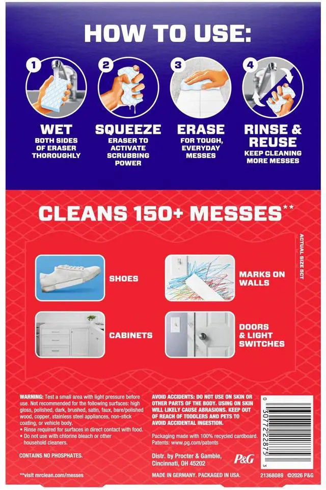 Alt view image 5 of 7 - Mr. Clean Magic Eraser Sponge, Cleaner, Whole Home Extra Durable, 5ct