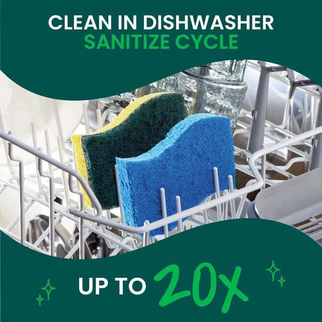 Alt view image 3 of 7 - (2 pack) Scotch-Brite Zero Scratch, Non-Scratch, Cleaning Scrub Sponge, 3 Dish Sponges