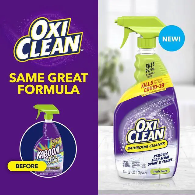 Alt view image 6 of 7 - OxiClean Bathroom Cleaner, Shower, Tub & Tile, Powered by OxiClean Stainfighters, Fresh Scent, 32 oz