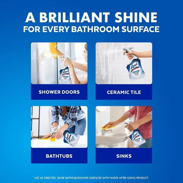 Alt view image 6 of 7 - Lysol Power Foaming Bathroom Cleaner, Multipurpose Cleaner & Disinfectant Spray, Household Cleaning Supplies, for Bathtub, Tile, Sink & Shower, Zero Bleach, 32 fl oz
