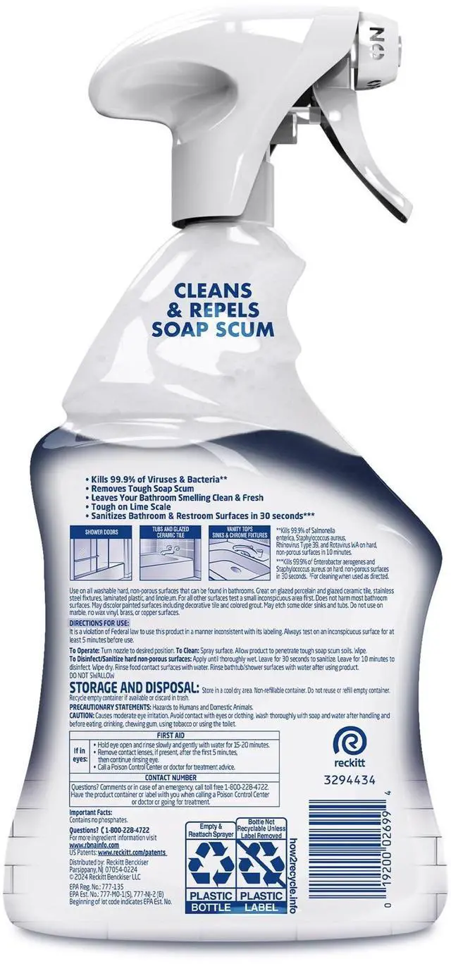 Alt view image 7 of 7 - Lysol Power Foaming Bathroom Cleaner, Multipurpose Cleaner & Disinfectant Spray, Household Cleaning Supplies, for Bathtub, Tile, Sink & Shower, Zero Bleach, 32 fl oz